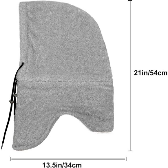 Balaclava for Unisex Fleece Windproof Ski Mask Cold Weather Gray Neck Warmer - Picture 2 of 6